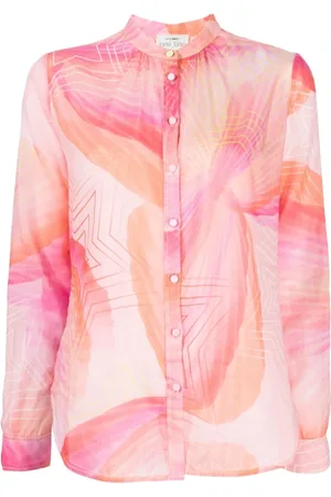 FORTE FORTE Bluser & Skjorter, Dame, Lyserød, S, Bomuld, Dream Print Voile Langærmet Skjorte