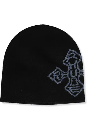 Rhude Tilbehør, Herre, Sort, ONE SIZE, Uld, Sort Jacquard Uld Kashmir Hat