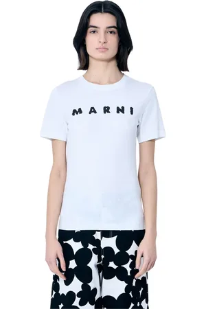 Marni Top, Dame, Hvid, 2XS, Bomuld, Logo Motif T-shirt