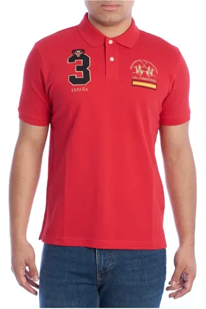 La Martina Top, Herre, Rød, M, Bomuld, Kortærmet poloshirt