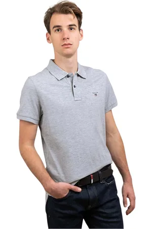 GANT Top, Herre, Grå, L, Bomuld, Polo Shirt Regular Fit