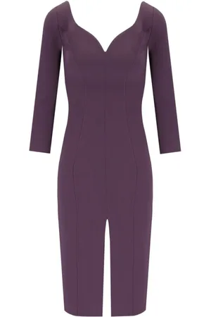 Elisabetta Franchi Jumpsuits & Playsuits, Dame, Lilla, S, Uld, Lilla Midi Kjole med Logo Detalje