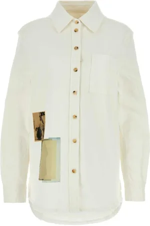 Lanvin Bluser & Skjorter, Dame, Hvid, 2XS, Denim, Hvid Stretch Denim Skjorte