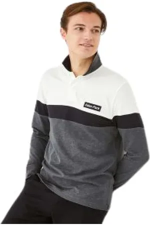 Eden Park Top, Herre, Grå, 3XL, Langærmet poloshirt