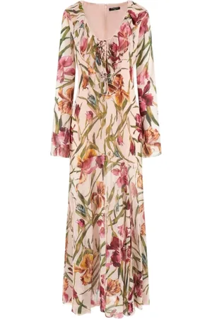 Guess Kjole, Dame, Flerfarvet, M, Polyester, Lang Blomstret Maxi Kjole