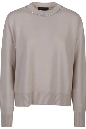 Fabiana Filippi Strik, Dame, Grå, XS, Uld, Lækker Strikket Pullover Sweater