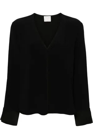FORTE FORTE Top, Dame, Sort, M, Satin, Langærmet satin top