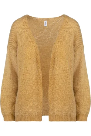 Bomboogie Strik, Dame, Gul, L, Uld, Hyggelig Mohair Blandet Vinter Cardigan