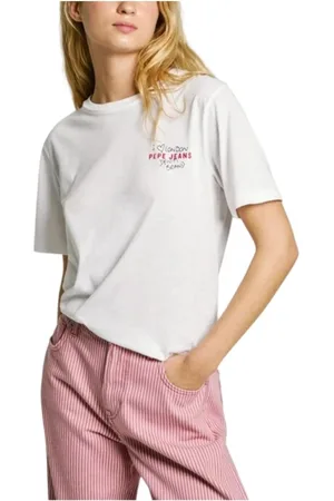 Pepe Jeans Top, Dame, Hvid, XS, Casual Grafisk T-shirt