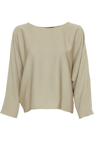 Drykorn Bluser & Skjorter, Dame, Brun, L, Batwing Bluse med Rund Halsudskæring