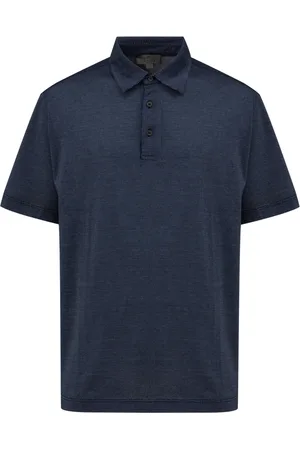 CANALI Top, Herre, Blå, L, Bomuld, Kortærmet poloshirt