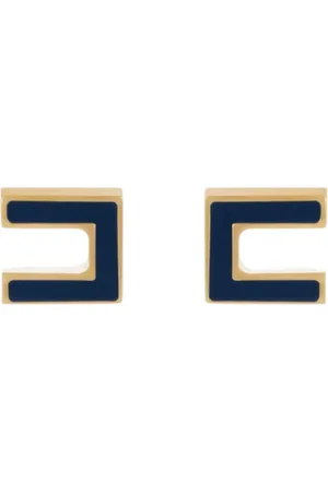 Elisabetta Franchi Tilbehør, Dame, Blå, ONE SIZE, Uld, Double C Logo Øreringe