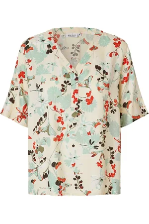 Masai Bluser & Skjorter, Dame, Flerfarvet, S, Blomstret Top Frosty Green