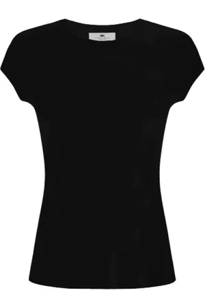 Elisabetta Franchi Top, Dame, Sort, S, Uld, Broderet T-shirt