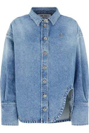 The Attico Jakke, Dame, Blå, L, Denim, Blå broderet denimjakke
