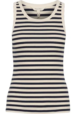 Part Two Top, Dame, Flerfarvet, L, Bomuld, Stribet Navy Top & T-Shirt