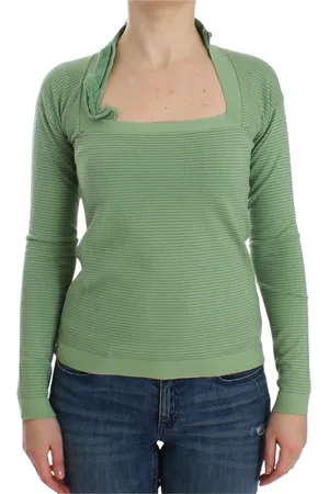 ERMANNO SCERVINO Top, Dame, Grøn, M, Uld, Luksuriøs Grøn Stribet Uldblanding Sweater