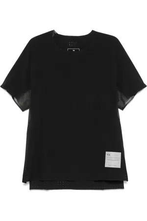 Y-3 Top, Herre, Sort, M, Sort Crew Neck T-shirt med Perforeret Detaljer