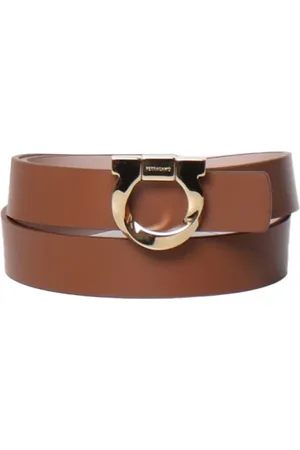 Salvatore Ferragamo Tilbehør, Dame, Brun, 100 CM, Læder, Læderbælte med metalspænde