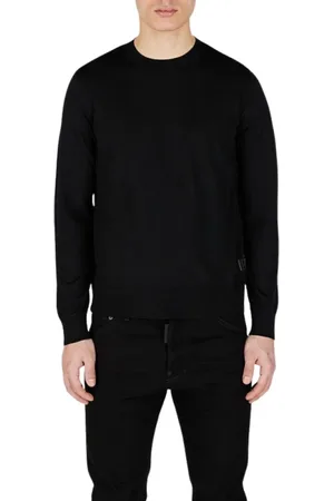 Dsquared2 Strik, Herre, Sort, S, Uld, Klassisk rundhalset uldsweater