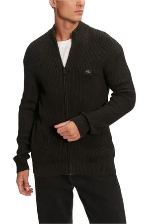 Calvin Klein Strik, Herre, Sort, S, Bomuld, Sort Zip-Up Bomuld Cardigan