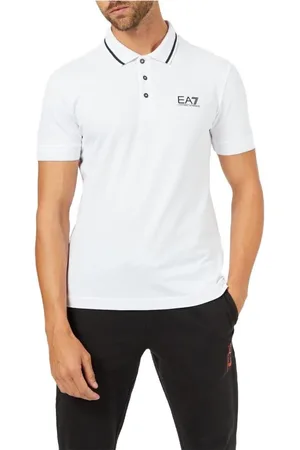 EA7 Top, Herre, Hvid, 2XL, Bomuld, Kortærmet poloshirt