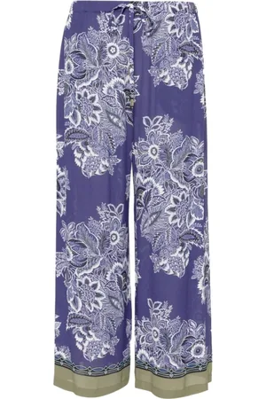 Etro Bukser, Dame, Flerfarvet, L, Uld, Beachwear Silk Crop Bukser