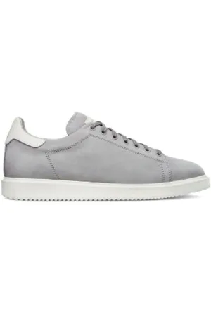 Brunello Cucinelli Sko, Herre, Grå, 41 EU, Læder, Lysegrå Nubuck Læder Sneakers