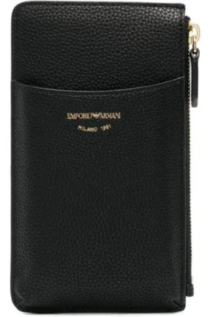 Emporio Armani Tilbehør, Dame, Sort, ONE SIZE, Læder, Zipped Pung - Sort Kunstlæder