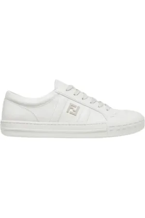 Fendi Sko, Herre, Hvid, 42 EU, Læder, Domino Low-Top Sneakers