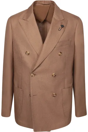 LARDINI Jakke, Herre, Brun, 2XL, Bomuld, Beige Dobbeltbrystet Blazer til Mænd