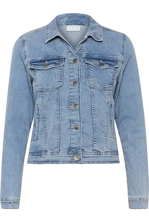 Kaffe Jakke, Dame, Blå, 3XL, Denim, Kavicky Jeans Jacket Denim Jakke 10505380 Light Washed Denim