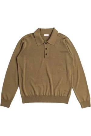 Burberry Strik, Herre, Brun, M, Uld, Brun uld polo shirt