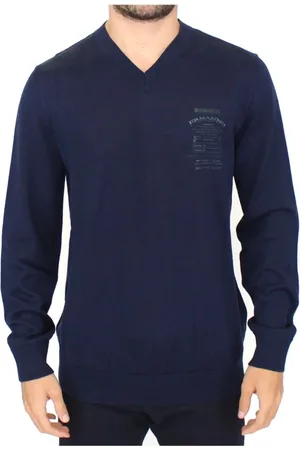 ERMANNO SCERVINO Strik, Herre, Blå, M, Uld, V-hals Pullover Sweater