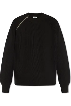 Burberry Strik, Herre, Sort, M, Uld, Zip-Detail Uld Jumper