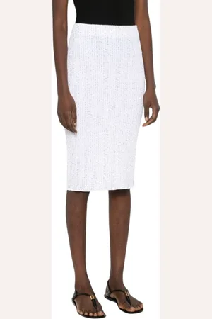 Fabiana Filippi Nederdel, Dame, Hvid, XS, Sequin Midi Skirt