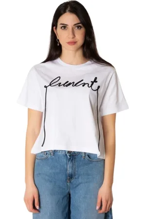 LIVIANA CONTI Top, Dame, Hvid, L, Bomuld, Broderet T-shirt