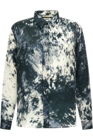 Roberto Cavalli Skjorte, Herre, Flerfarvet, 2XL, Appaloosa Print Skjorte med Klassisk Krave og Knaplukning