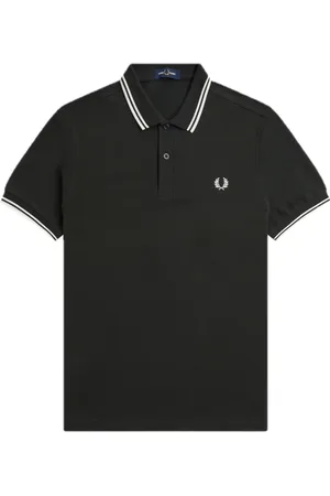 Fred Perry Top, Herre, Grøn, M, Bomuld, Polo Shirt med Dobbeltstribet Kant