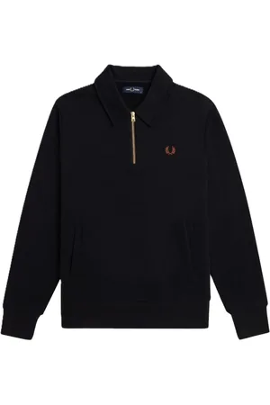 Fred Perry Top, Herre, Sort, 2XL, Bomuld, Half-Zip Sweatshirt