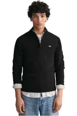 GANT Sweathshirts & Hoodies, Herre, Sort, XL, Uld, Ultra Fine Wool Half-Zip Sweater