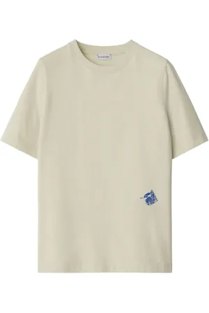 Burberry Top, Dame, Grå, S, Bomuld, Equestrian Knight-print T-shirt med rund hals