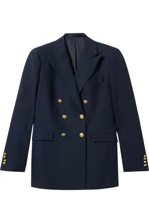 Brooks Brothers Jakke, Dame, Blå, M, Uld, Hopsack uld dobbeltradet blazer