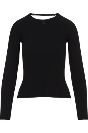 Courrèges Strik, Dame, Sort, XS, Uld, Sort Sweater