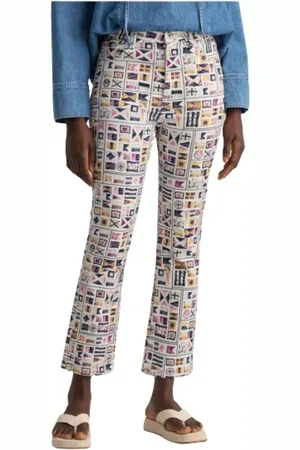 GANT Jeans, Dame, Flerfarvet, W27, Bomuld, Printed Flag Flare Jeans