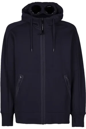 C.P. Company Sweathshirts & Hoodies, Herre, Blå, 2XL, Bomuld, Diagonal Fleece Goggle Hoodie