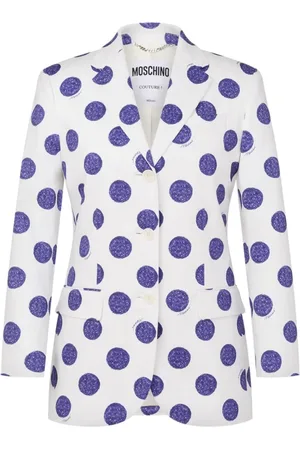 Moschino Jakke, Dame, Flerfarvet, XS, Hvid Knappet Jakke med Klaffelommer