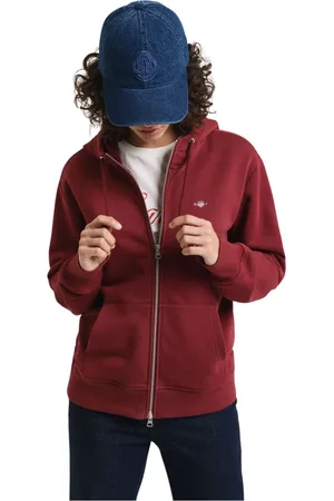 GANT Sweathshirts & Hoodies, Herre, Rød, L, Bomuld, Zip Hoodie Shield