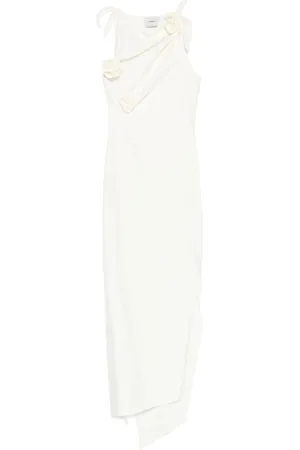 COPERNI Kjole, Dame, Hvid, L, Nylon, Asymmetrisk Blomster Maxi Kjole