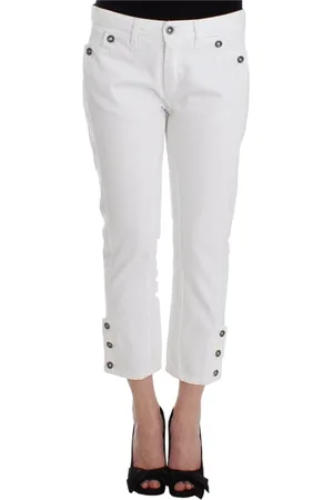ERMANNO SCERVINO Bukser, Dame, Hvid, S, Bomuld, Hvide Cropped Jeans